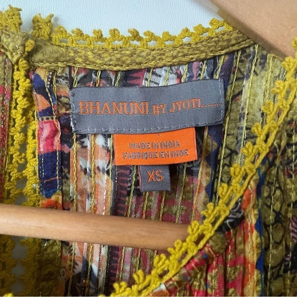 SOLD Anthropologie Citron Maxi Dress Bhanuni by Jyoti with Tassels, Size XS - Picture 16 of 16